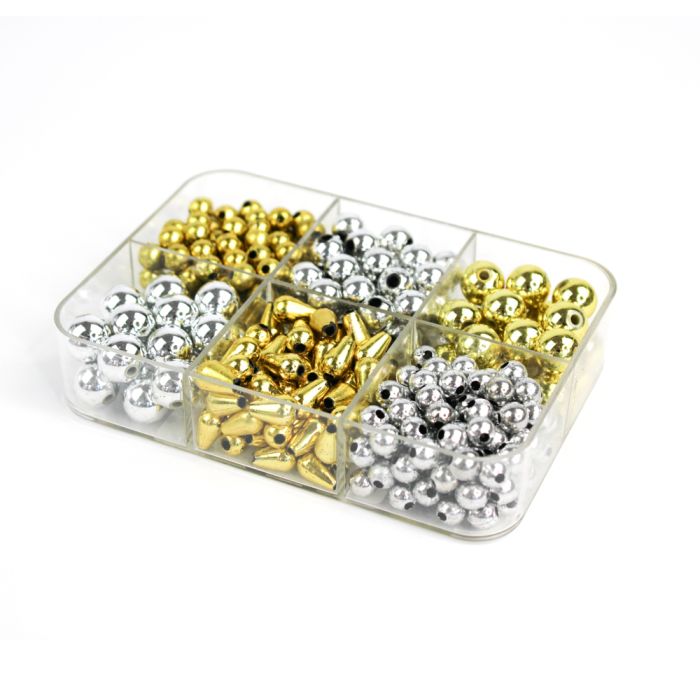 Metallic-Perle goldfb.-silberfb. mix 1 Box = ca. 62gr, Bild 2 von 3