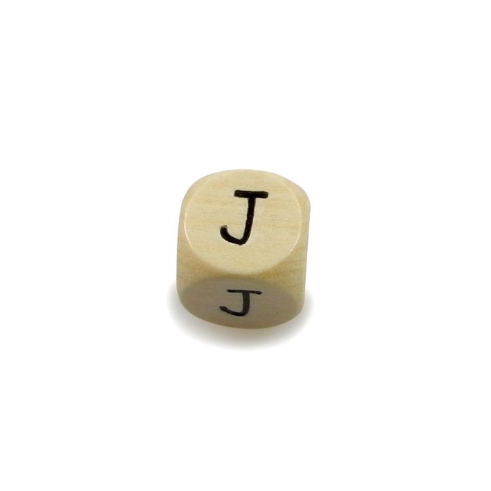 Holzbuchstaben Würfel J natur 10x10 mm Lochgröße 3 mm 1 St