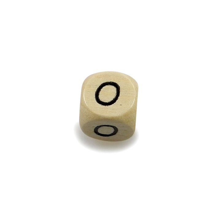 Holzbuchstaben Würfel O natur 10x10 mm Lochgröße 3 mm 2 St