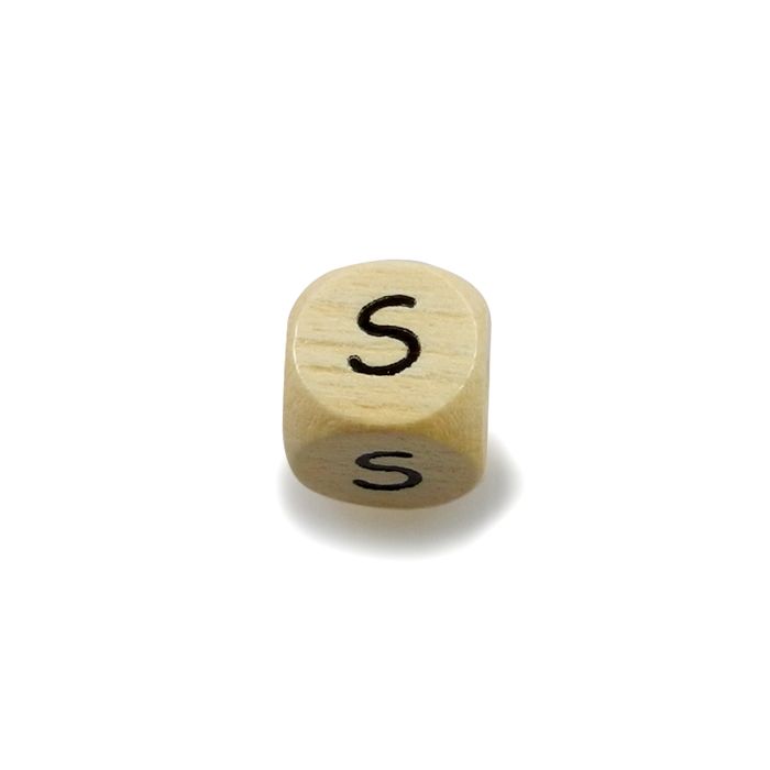Holzbuchstaben Würfel S natur 10x10 mm Lochgröße 3 mm 1 Stück