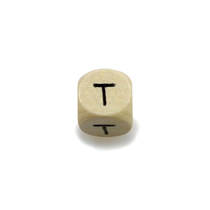 Holzbuchstaben Würfel T natur 10x10 mm Lochgröße 3 mm 1 St