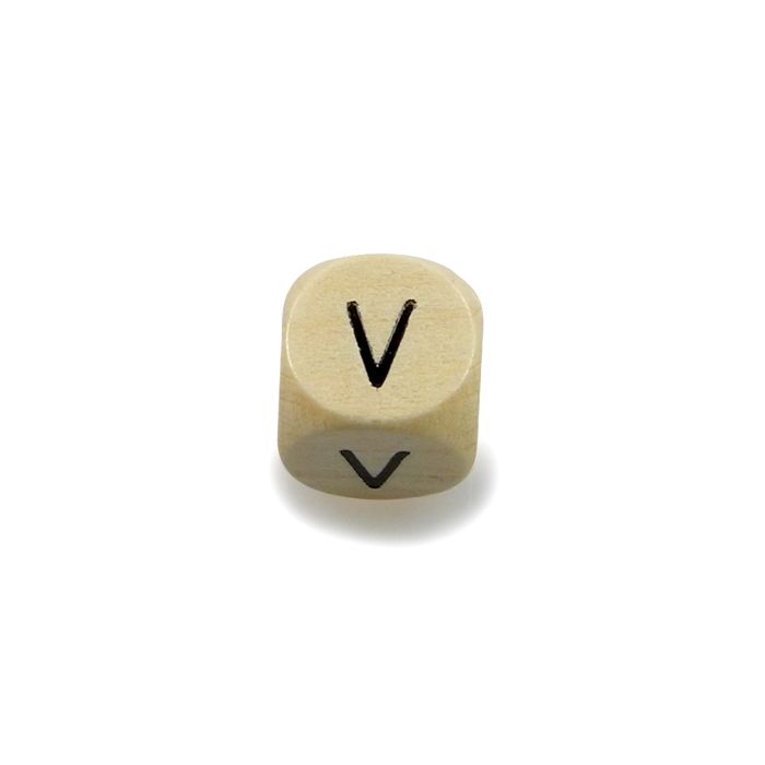 Holzbuchstaben Würfel V natur 10x10 mm Lochgröße 3 mm 2 St