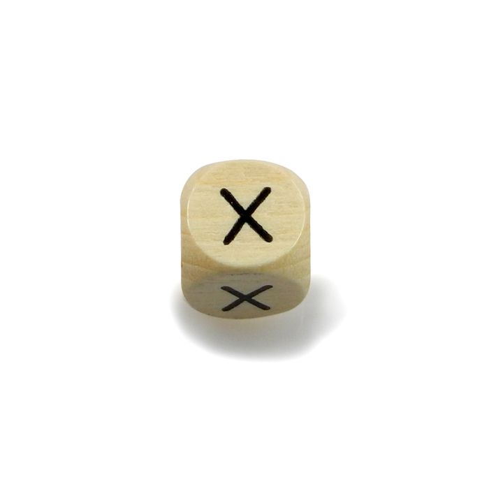 Holzbuchstaben Würfel X natur 10x10 mm Lochgröße 3 mm 2 St