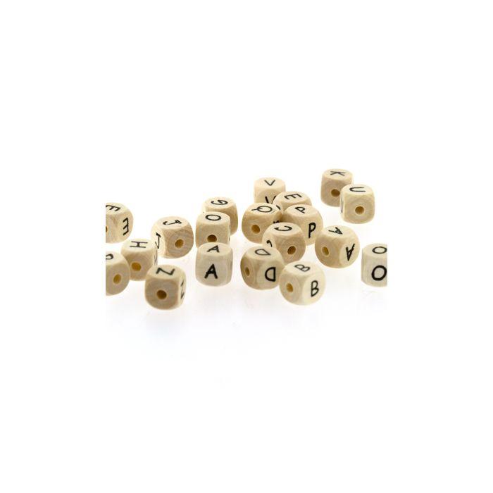 Holzbuchstabe Würfel mix natur 10x10 mm Lochgröße 3 mm 31 St