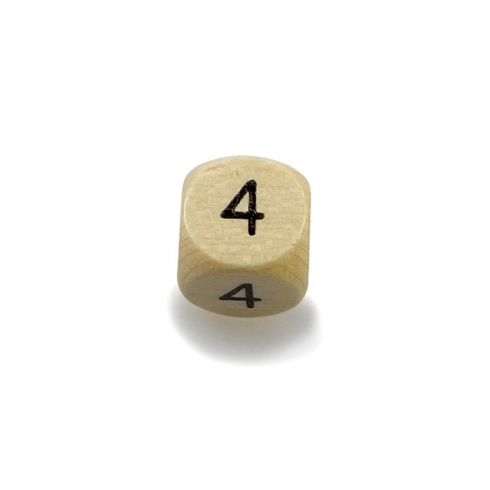 Holzzahlen Würfel 4 natur 10x10 mm Lochgröße 3 mm 1 St