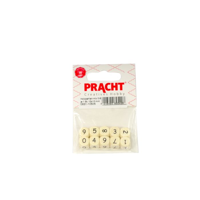 Holzzahlen mix 0 bis 9 je 1 St. 10x10 mm Lochgröße 3 mm 10 St