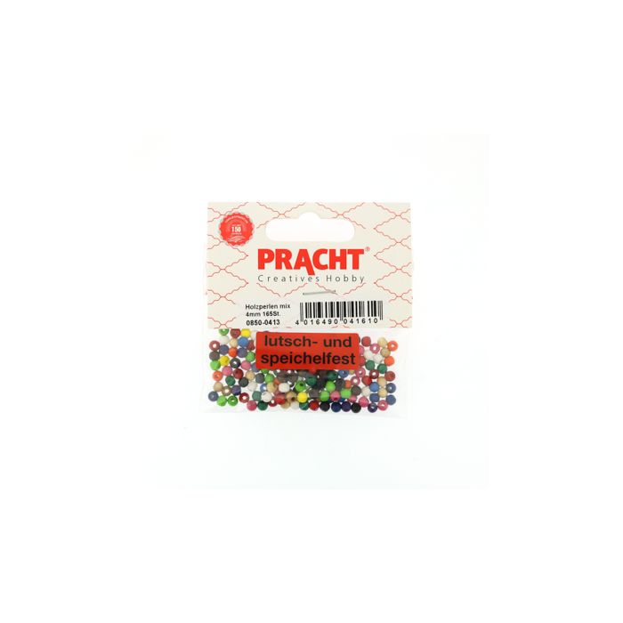 Holzperle rund Mix 4 mm Lochgröße 1,8 mm 0850-04135 4016490041610  