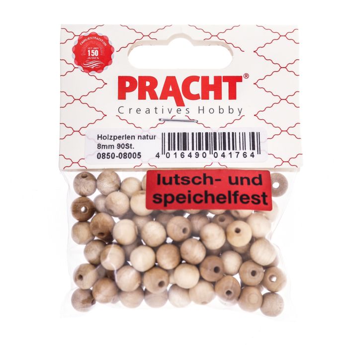 Holzperle rund natur 8 mm Lochgröße 2,2 mm 90 St 0850-08005 4016490041764  