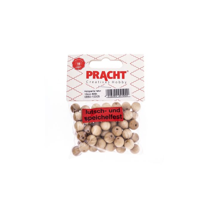 Holzperlen rund 10 mm Natur – 60 Stück, Bild 4 von 4