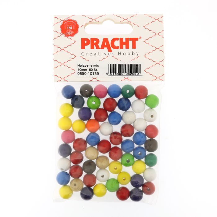 Holzperle rund Mix 10 mm Lochgröße 2,4 mm 0850-10135 4016490042020  