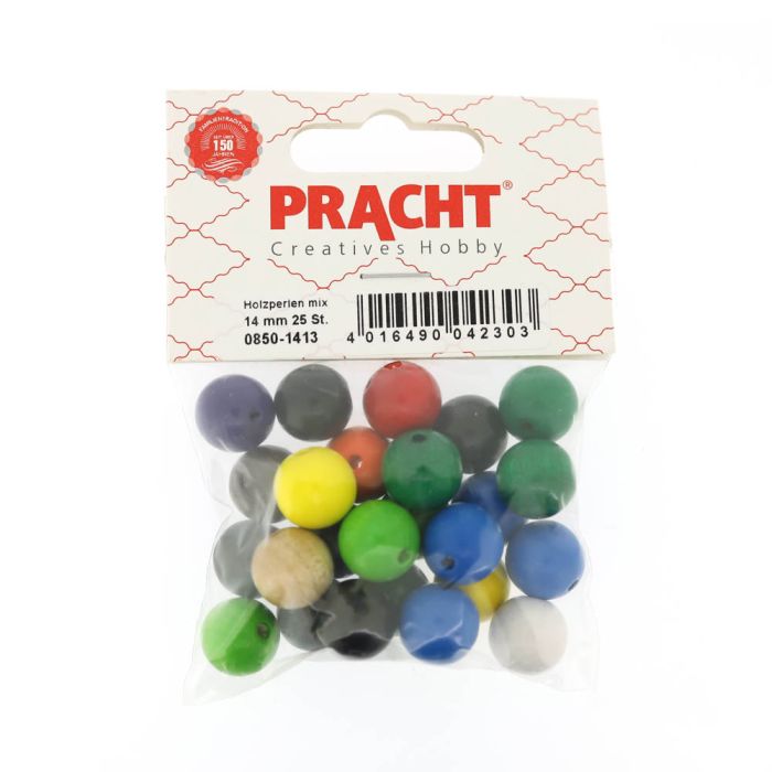 Holzperle rund Mix 14 mm Lochgröße 2,7 mm 0850-14135 4016490042303  