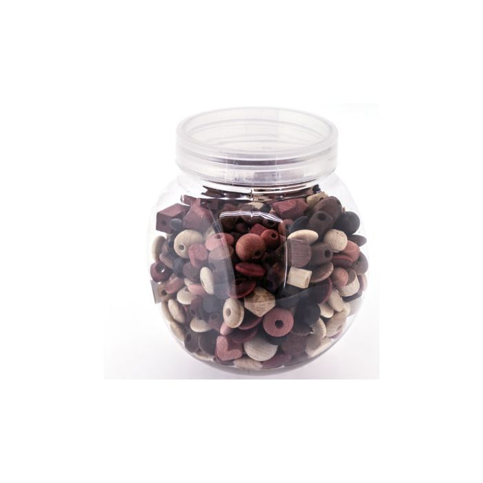 Holzperlenmix in Dose mit Schraubdeckel braun natur ton 1St = 70gr 6St 0865-01201 4016490824282  