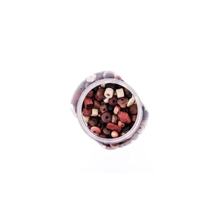 Holzperlenmix in Dose mit Schraubdeckel braun natur ton 1St = 70gr 6St 0865-01201 4016490824282  