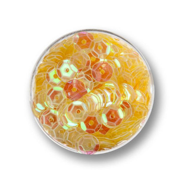 3000 Pailletten 6 mm, 30 g, gewölbt Transparent Gelb AB – zum Nähen, Basteln, Verzieren oder Dekorieren, Bild 2 von 2