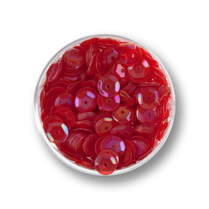 3000 Pailletten 6 mm, 30 g, gewölbt Transparent Rot AB – zum Nähen, Basteln, Verzieren oder Dekorieren, Bild 2 von 2