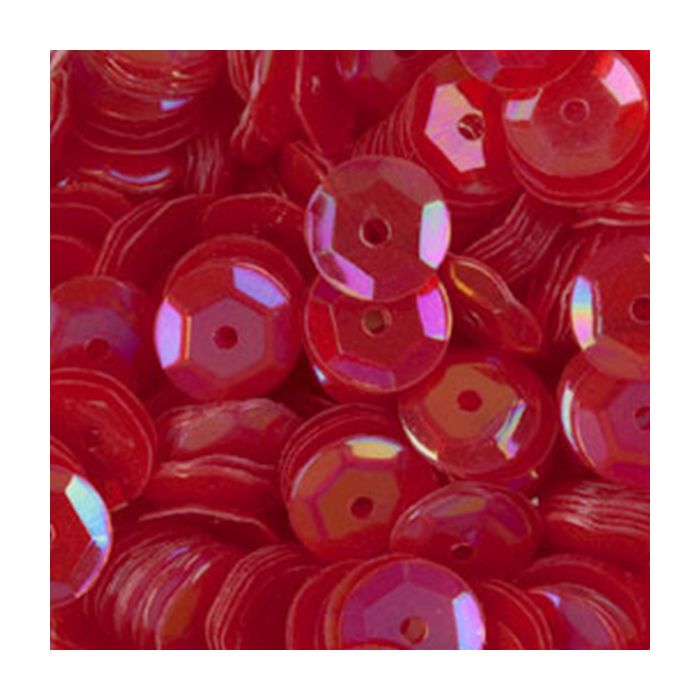 3000 Pailletten 6 mm, 30 g, gewölbt Transparent Rot AB – zum Nähen, Basteln, Verzieren oder Dekorieren, Bild 1 von 2
