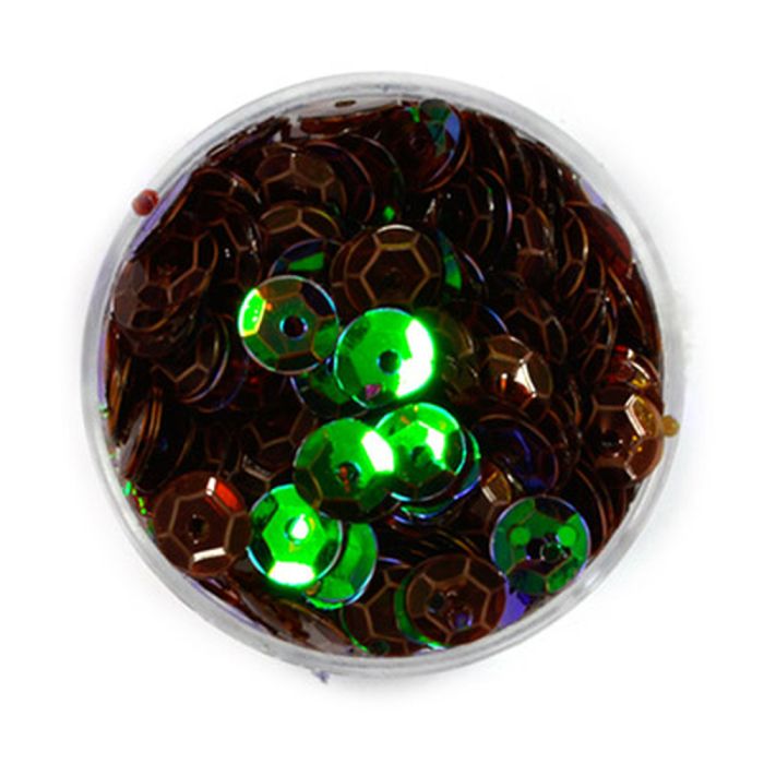 3000 Pailletten 6 mm, 30 g, gewölbt Transparent Dunkelbraun AB – zum Nähen, Basteln, Verzieren oder Dekorieren, Bild 2 von 2