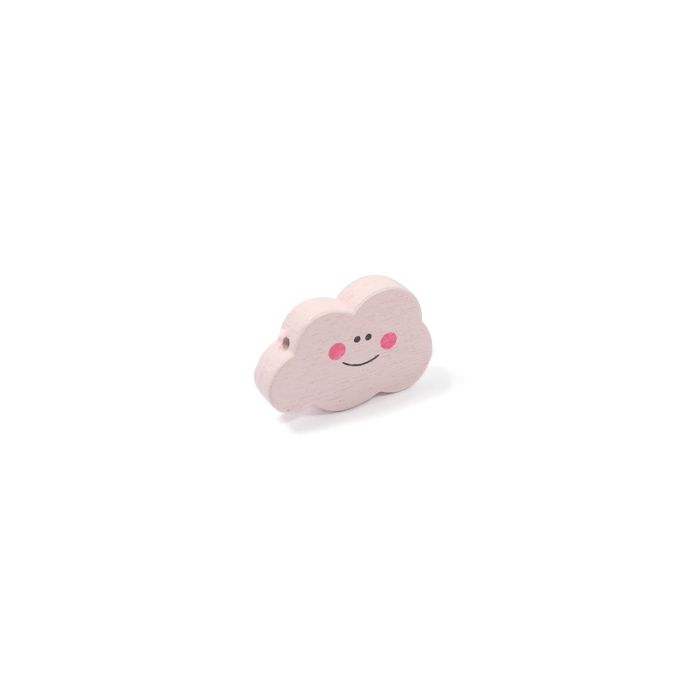 Holzperle Wolke m.Gesicht rosa 30x20 mm Lochgröße 1,5 mm 4 St 1071-30155 4016490202608  