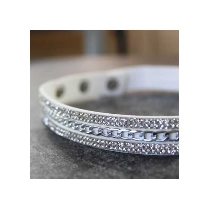 Armband in Strassoptik mit Kette silberfb. weiß 16 mm ca. 40 cm, Bild 2 von 4