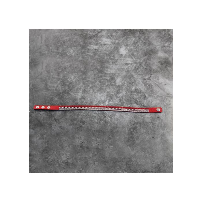 Armband in Strassoptik mit Kette silberfb. rot 16 mm ca. 40 cm, Bild 1 von 4
