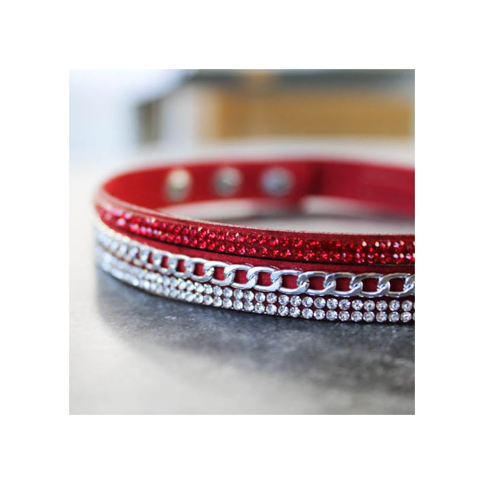 Armband in Strassoptik mit Kette silberfb. rot 16 mm ca. 40 cm, Bild 2 von 4