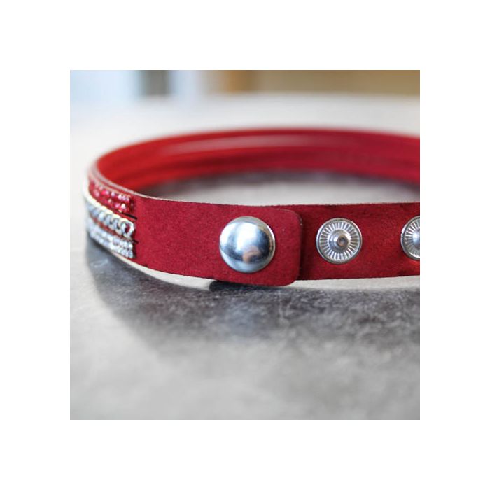 Armband in Strassoptik mit Kette silberfb. rot 16 mm ca. 40 cm, Bild 3 von 4