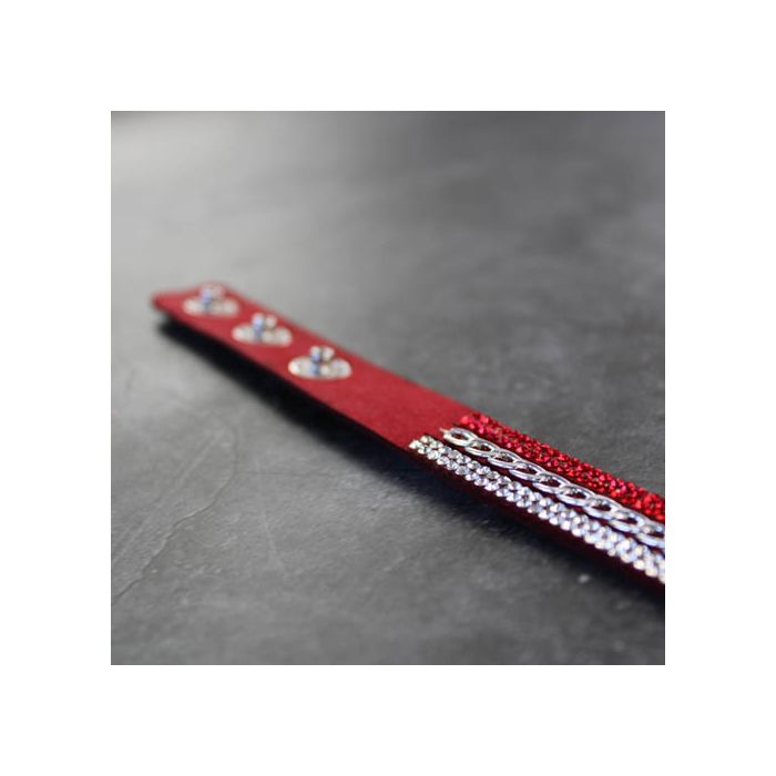 Armband in Strassoptik mit Kette silberfb. rot 16 mm ca. 40 cm, Bild 4 von 4