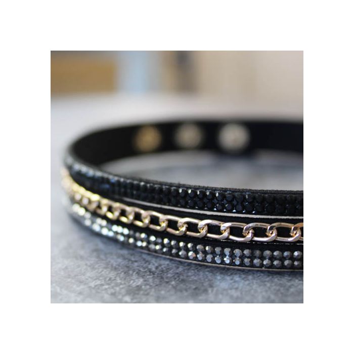 Armband in Strassoptik mit Kette goldfb. schwarz 16 mm ca.40 cm 1684-16291 4016490691631  