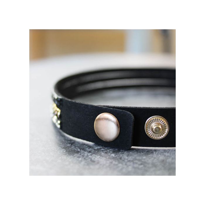 Armband in Strassoptik mit Kette goldfb. schwarz 16 mm ca.40 cm 1684-16291 4016490691631  