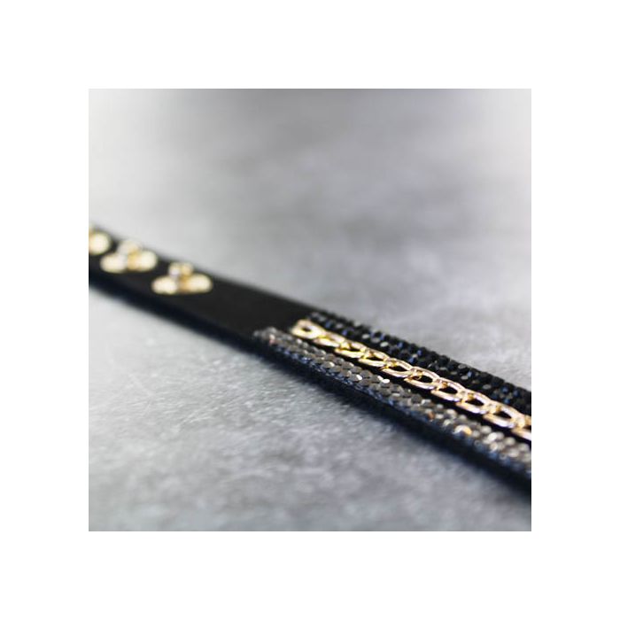 Armband in Strassoptik mit Kette goldfb. schwarz 16 mm ca.40 cm 1684-16291 4016490691631  