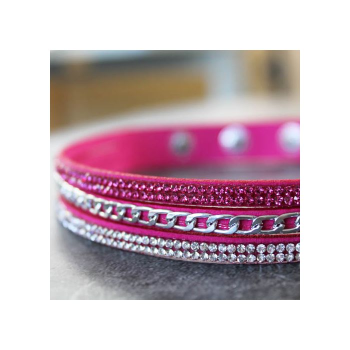 Armband in Strassoptik mit Kette silberfb. pink 16 mm ca. 40 cm, Bild 2 von 4