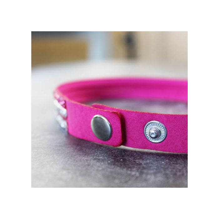 Armband in Strassoptik mit Kette silberfb. pink 16 mm ca. 40 cm, Bild 3 von 4