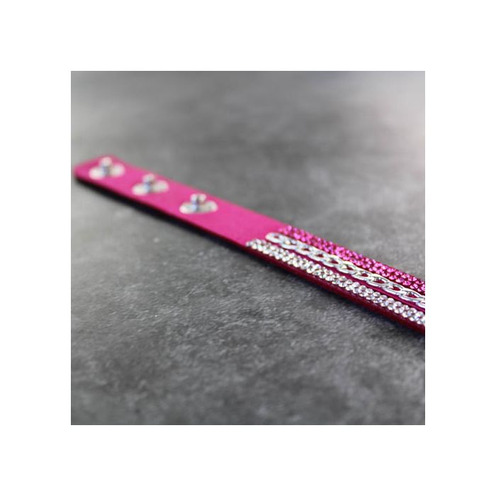 Armband in Strassoptik mit Kette silberfb. pink 16 mm ca. 40 cm, Bild 4 von 4