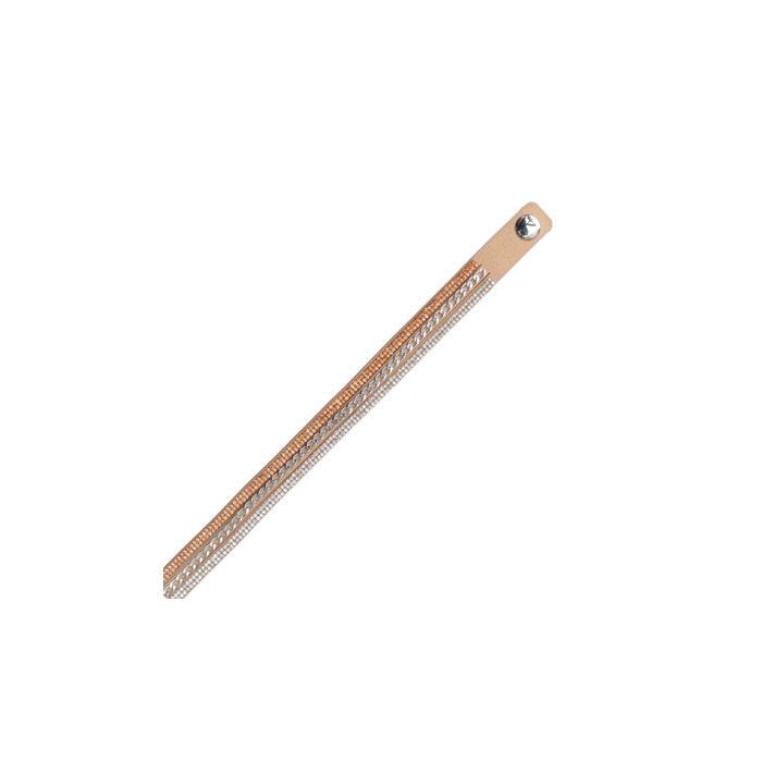 Armband in Strassoptik mit Kette silberfb. beige 16 mm ca. 40 cm