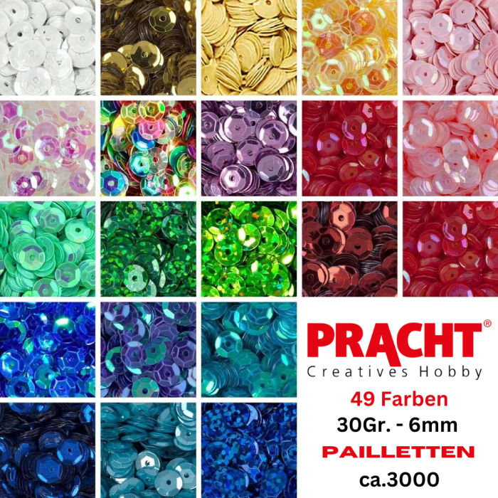 3000 Pailletten 6mm 30gr 50 Farben