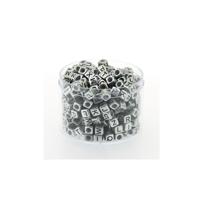 Buchstabenp.Kunststoff Mix silberfb. 6x6 mm 1 Dose = 50gr=300St 6Dosen 3022-06923 4016490786399  