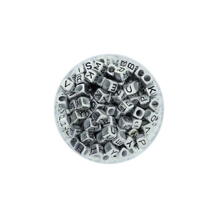Buchstabenp.Kunststoff Mix silberfb. 6x6 mm 1 Dose = 50gr=300St 6Dosen 3022-06923 4016490786399  