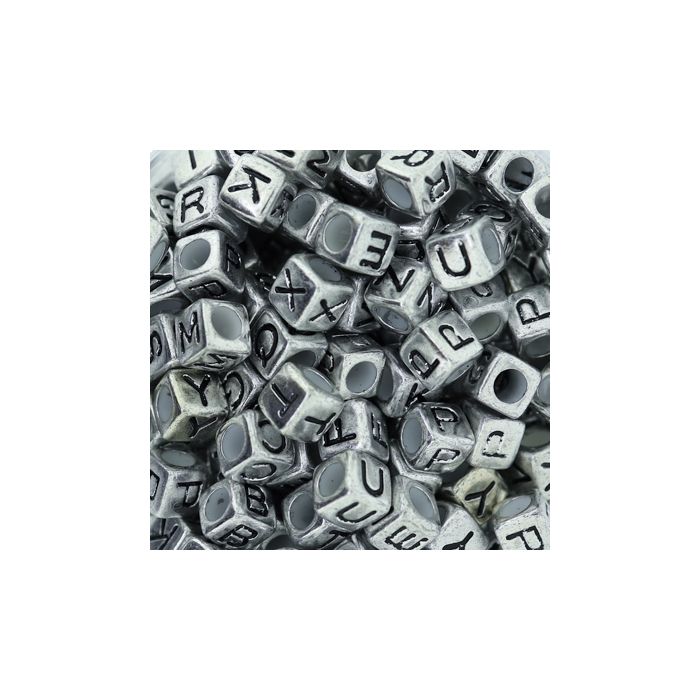 Buchstabenp.Kunststoff Mix silberfb. 6x6 mm 1 Dose = 50gr=300St 6Dosen 3022-06923 4016490786399  