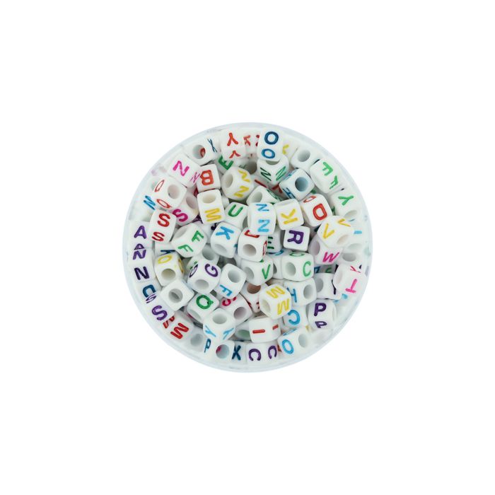 Buchstabenp. Kunststoff Mix weiß-bunt 6x6 mm 1 Dose = 50gr=300St 6Dosen 3024-06503 4016490751038  