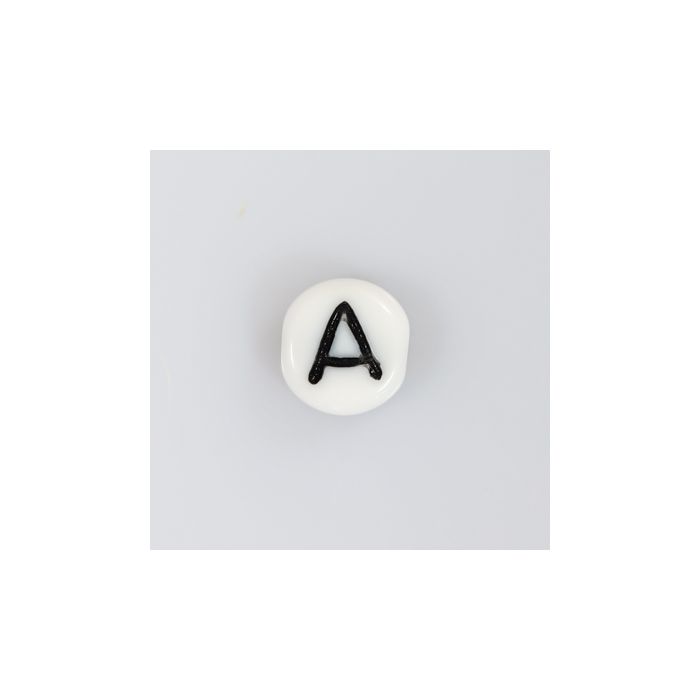 Buchstabenperle aus Glas A weiß-schwarz 6,5x3,2 mm Lochgröße 1 mm 50St 3025-A 4016490146803  