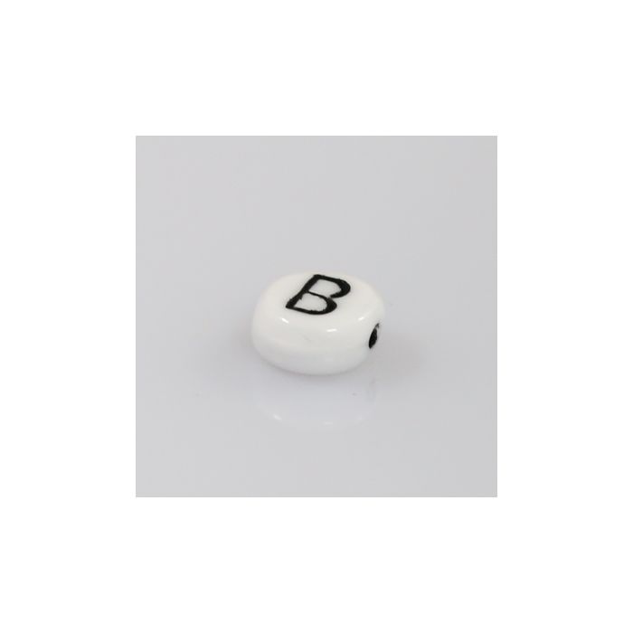 Buchstabenperle aus Glas B weiß-schwarz 6,5x3,2 mm Lochgröße 1 mm 50St 3025-B 4016490146810  