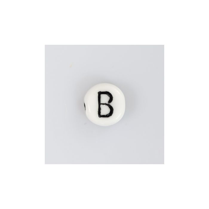Buchstabenperle aus Glas B weiß-schwarz 6,5x3,2 mm Lochgröße 1 mm 50St 3025-B 4016490146810  