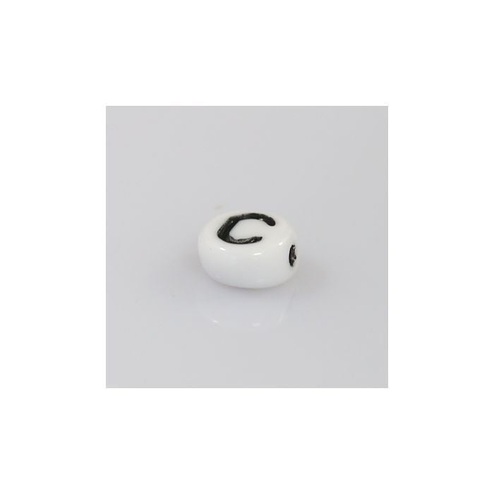 Buchstabenperle aus Glas C weiß-schwarz 6,5x3,2 mm Lochgröße 1 mm 50St 3025-C 4016490146827  