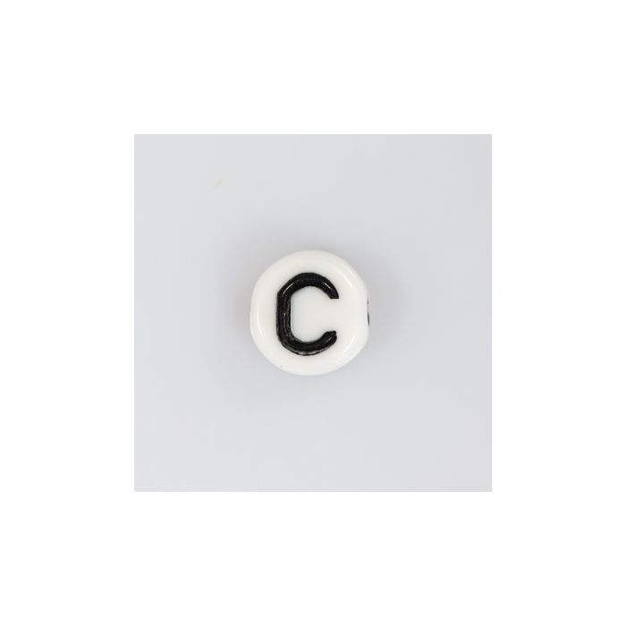 Buchstabenperle aus Glas C weiß-schwarz 6,5x3,2 mm Lochgröße 1 mm 50St 3025-C 4016490146827  