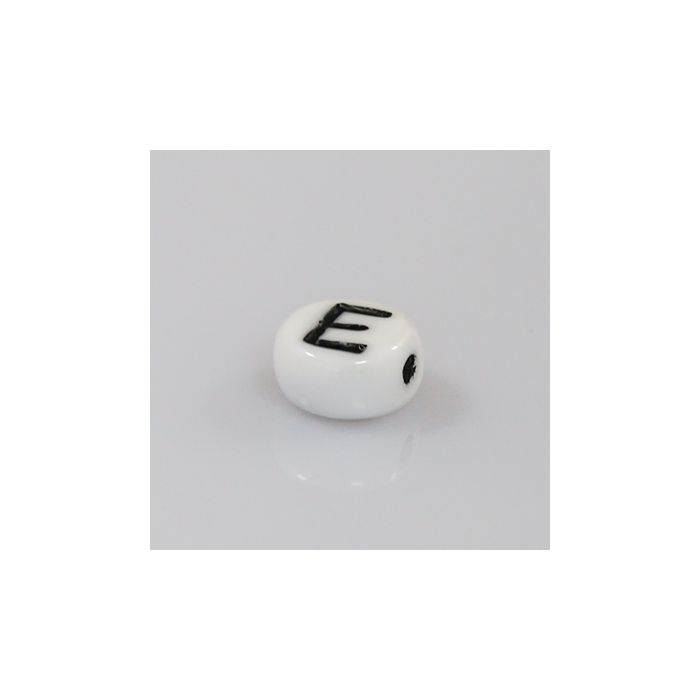 Buchstabenperle aus Glas E weiß-schwarz 6,5x3,2 mm Lochgröße 1 mm 50St 3025-E 4016490133223  