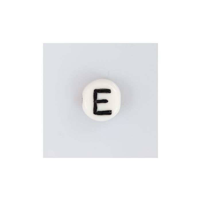 Buchstabenperle aus Glas E weiß-schwarz 6,5x3,2 mm Lochgröße 1 mm 50St 3025-E 4016490133223  