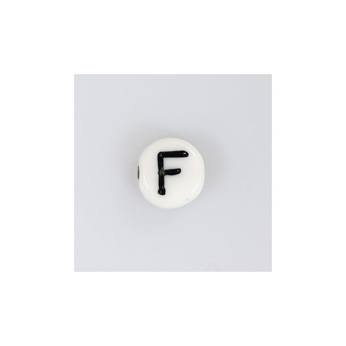 Buchstabenperle aus Glas F weiß-schwarz 6,5x3,2 mm Lochgröße 1 mm 50St 3025-F 4016490146841  