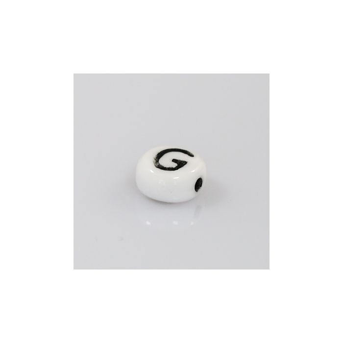 Buchstabenperle aus Glas G weiß-schwarz 6,5x3,2 mm Lochgröße 1 mm 50St 3025-G 4016490146858  