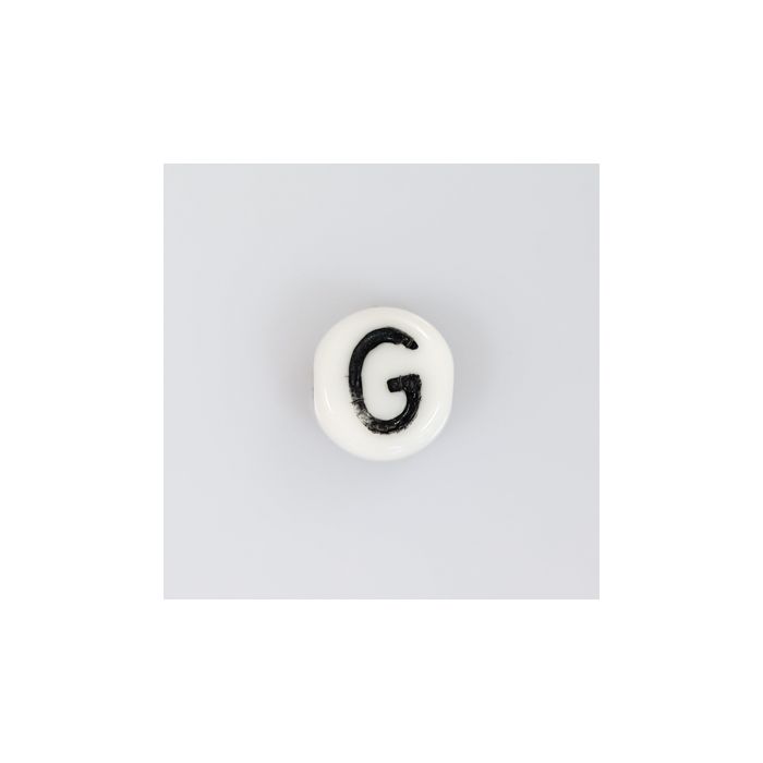 Buchstabenperle aus Glas G weiß-schwarz 6,5x3,2 mm Lochgröße 1 mm 50St 3025-G 4016490146858  