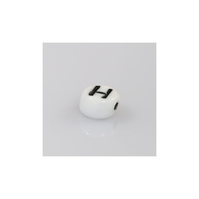 Buchstabenperle aus Glas H weiß-schwarz 6,5x3,2 mm Lochgröße 1 mm 50St 3025-H 4016490146865  